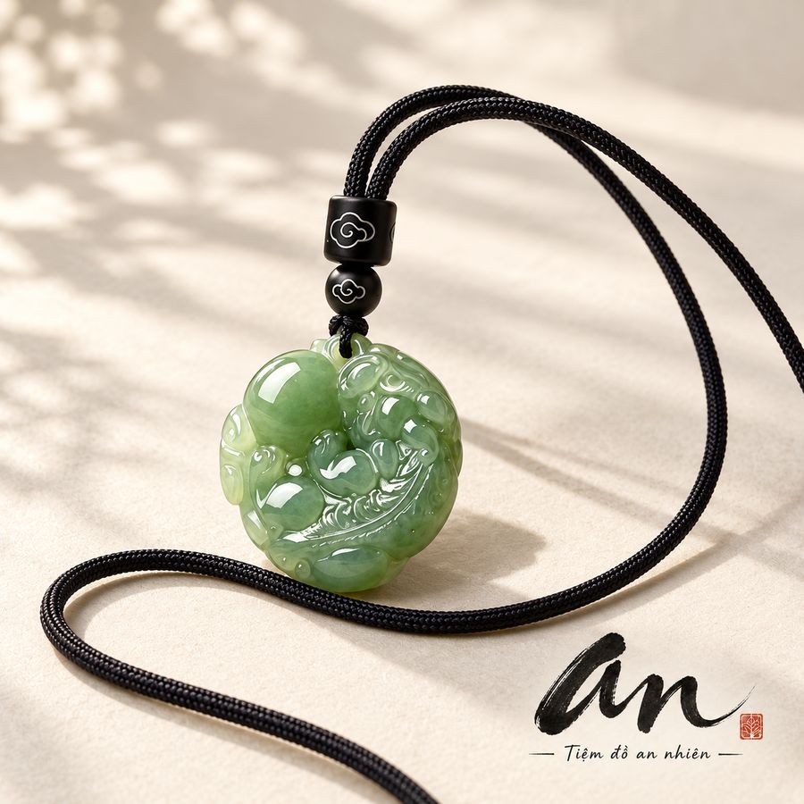 Mặt dây Tỳ Hưu và dây dù đen